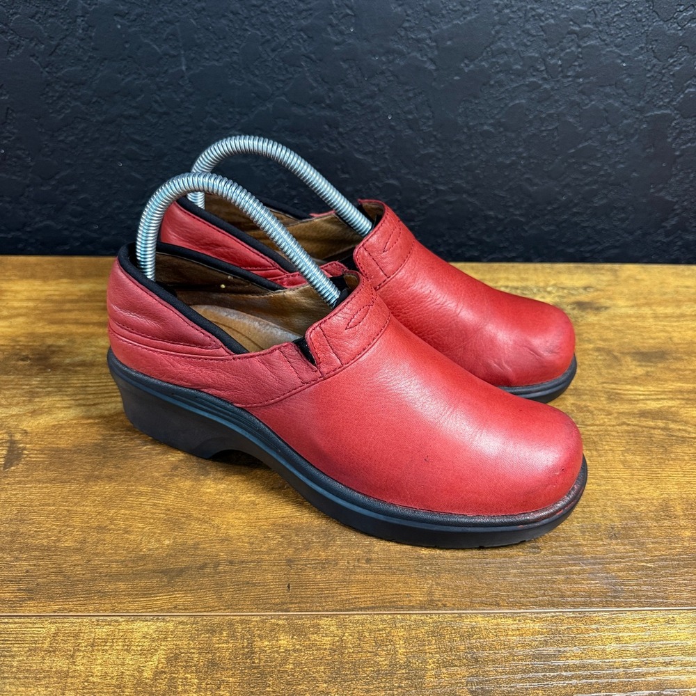 Ariat Sport Clog 33950 Red Leather Slip On Comfort Work Shoe Womens 7.5B